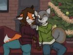  anthro canid canine cookie duo female food fox hi_res male mammal marsminer rodent sciurid 
