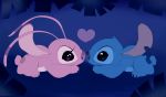  &lt;3 2013 alien angel_(lilo_and_stitch) antennae_(anatomy) back_markings black_kitty blue_background blue_body blue_claws blue_eyes blue_nose claws digital_drawing_(artwork) digital_media_(artwork) disney experiment_(lilo_and_stitch) eye_contact eyelashes head_tuft lilo_and_stitch looking_at_another lying markings multicolored_antennae notched_ear on_front purple_claws purple_eyes purple_nose simple_background small_tail stitch_(lilo_and_stitch) toe_claws tuft two_tone_antennae 