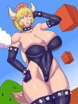  alternate_species big_breasts bowser bowsette_meme breasts camel_toe cleavage clothed clothing collar crossgender crown female hi_res humanoid mario_bros nintendo spiked_collar spikes super_crown tesan video_games 