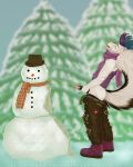  anthro bodily_fluids by_kanou christmas genital_fluids hi_res holidays kanoart male mammal mephitid peeing penis skunk snow snowman urine 