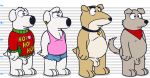  absurd_res animal_genitalia anthro balls bottomless bottomwear brian_griffin canid canine canis christmas_sweater clothed clothing domestic_dog family_guy hi_res jasper_(family_guy) lineup male mammal neenya new_brian sheath shorts vinny_griffin 