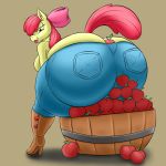  1:1 anthro apple apple_bloom_(mlp) big_breasts big_butt breasts butt equid equine female food friendship_is_magic fruit hi_res huge_butt hyper hyper_butt mammal my_little_pony plant thick_thighs tracer_painter 