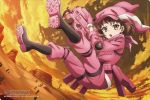  animal_hat bunny_hat gloves hat jacket llenn_(sao) nishimura_rie official_art p-chan_(p-90) pants pink_bandana pink_gloves pink_jacket pink_pants sword_art_online sword_art_online_alternative:_gun_gale_online 