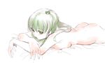  artist_request ass breasts green_hair kochiya_sanae lying nude on_stomach solo tongue touhou 