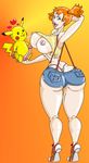  &lt;3 balls big_breasts big_butt blue_eyes breasts butt camel_toe drooling erection female hair huge_breasts human kanex looking_back male mammal misty nintendo nipples orange_hair penis pikachu pok&#233;mon pokemon saliva thong underwear video_games 