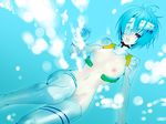  artist_request ayanami_rei bandage_over_one_eye bandages blue_hair breasts eyepatch neon_genesis_evangelion pale_skin plugsuit red_eyes short_hair small_breasts solo underwater 