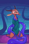  2019 antelope anthro arms_tied barefoot bodily_fluids bound bovid chico_(fuel) clothed clothing erection erection_under_clothing facial_markings fuel_(artist) gazelle head_markings hi_res horn imminent_rape imminent_tentacle_rape kneeling male mammal markings smile solo sweat sweatdrop tentacle_bondage tentacles tenting 