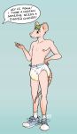  2019 absurd_res anthro bodily_fluids clothed clothing crinklemouse diaper genital_fluids hair hi_res male mammal mouse murid murine nipples rodent smile solo standing topless urine wet_diaper wetting 