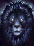  2018 black_body black_fur black_nose blue_eyes digital_media_(artwork) felid fur hi_res kanizo lion mammal pantherine whiskers 