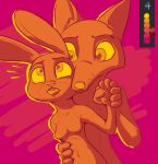  2019 anthro anthro_on_anthro areola breasts buckteeth canid canine color_swatch disney duo female fox hand_holding interspecies judy_hopps lagomorph leporid looking_pleasured male male/female mammal nick_wilde nipples nude open_mouth predator/prey rabbit restricted_palette simple_background teeth tggeko white_background zootopia 