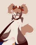  2019 anthro areola blue_body blue_eyes blue_fur blush bow breasts brown_body brown_fur brown_hair canid canine canis clothing collar db0rk domestic_dog female female_focus fur hair hi_res leash legwear male mammal open_mouth penetration penis pussy simple_background thigh_highs tongue tongue_out vaginal vaginal_penetration white_body white_fur 