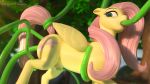  16:9 2019 3d_(artwork) clopician cutie_mark digital_media_(artwork) eelashes equid equine female feral fluttershy_(mlp) friendship_is_magic hi_res mammal my_little_pony oral oral_penetration outside penetration pterippus solo teats tentacles tree wings 