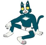  2018 anthro avocato claws clothed clothing confusion digital_media_(artwork) fangs felid feline felis final_space fur jadeyarts looking_at_viewer male mammal partially_clothed paws solo topless underwear ventrexian 