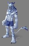  absurd_res bulge clothing digimon digimon_(species) greomon hi_res hybrid ishigray leomon male muscular rayishi solo underwear weregarurumon 