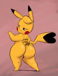  &lt;3_tail 2019 anthro big_butt breasts butt cleft_tail cosplay_pikachu_(character) digital_media_(artwork) dipstick_ears dipstick_tail fan_character female joaoppereiraus kanna_(joaoppereiraus) looking_at_viewer looking_back multicolored_ears multicolored_tail nintendo pikachu pok&eacute;mon pok&eacute;mon_(species) short_stack side_boob simple_background smile solo thick_thighs video_games 
