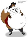  anthro belly big_belly bottomwear canid canine cjshadorunner clothing female fox hyper hyper_belly mammal necktie obese overweight skirt smile solo uniform 