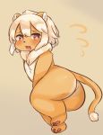  2019 anthro big_butt blush breasts brown_eyes butt eigetsu felid female kemono lion looking_at_viewer mammal nude pantherine pawpads solo 