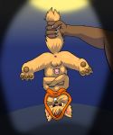  2019 anthro anus balls buckteeth chobin_hood crossed_arms duo fur grumpy hi_res hood humanoid_penis lifted_by_tail lopearedquentin male mammal mana_(series) nude paws penis rodent secret_of_mana solo_focus spread_legs spreading square_enix tail_grab tan_body tan_fur teeth upside_down video_games whiskers yellow_eyes 