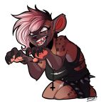  2019 5_fingers anthro claws clothed clothing digital_media_(artwork) female fingers fur furkinghell hair hi_res hyaenid mammal open_mouth solo spotted_hyena teeth tongue 