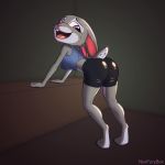  1:1 absurd_res anthro bent_over bottomwear breasts butt butt_pose clothed clothing disney female hi_res hotpants judy_hopps lagomorph leporid looking_back mammal noxfurybox pose rabbit shorts solo zootopia 