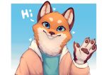  &lt;3 4_fingers anthro blue_eyes canid canine clothed clothing color_fox fingers fox fur mammal multicolored_body multicolored_fur orange_body orange_fur pawpads solo 