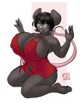  babydoll big_breasts breasts clothed clothing cryptozoo eyewear female glasses hair huge_breasts kneeling mammal molly_(koyote) mouse murid murine nightgown rodent solo translucent underwear 