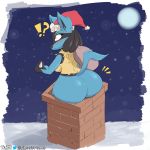  1:1 ?! anthro big_butt blush butt chimney female hi_res lucario nintendo pok&eacute;mon pok&eacute;mon_(species) solo stuck video_games viejillox 