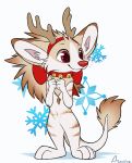 2019 aseethe canid canine collar digital_media_(artwork) fennec fingers fox fur mammal red_eyes red_nose smile toes white_body white_fur 