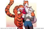  abs absurd_res anthro big_muscles canid canine eyewear felid female glasses hi_res larger_female male mammal muscular muscular_female pantherine razzberryboat size_difference smaller_male tiger 