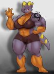  absurd_res anthro big_breasts big_muscles breasts dragon female hand_on_hip hi_res muscular muscular_female razzberryboat 