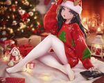  black_hair christmas cropped long_hair maou_renjishi original pantyhose 