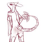  1:1 anthro blush breasts female milotic miloticprincess monochrome nintendo pok&eacute;mon pok&eacute;mon_(species) sketch solo video_games 