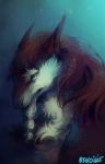  2019 blue_eyes brown_body brown_fur brown_hair digital_media_(artwork) fur hair hi_res ravoilie sergal white_body white_fur 