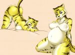  anthro areola ass_up black_body black_ears black_fur black_nose black_stripes black_tail blush bodily_fluids breasts felid female fur fur_tuft hi_res lactating mammal nipples nude open_mouth pantherine pregnant pussy stripes sweat tiger treyer tuft yellow_body yellow_ears yellow_fur yellow_tail 
