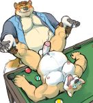 2019 anthro anthro_on_anthro anthro_penetrated anthro_penetrating balls belly billiard_table bodily_fluids bottomless canid canine clothed clothing cum cum_while_penetrated cumshot domination duo ejaculation erection forced fox genital_fluids hands-free hi_res humanoid_penis hyenaface hypnosis lying male male/male male_domination male_penetrated male_penetrating mammal mind_control navel nipples nude on_back open_mouth orgasm pecs penetration penis rape simple_background submissive submissive_male white_background 