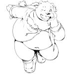  2019 anthro belly bottomwear clothing furries_tetras hi_res humanoid_hands male mammal navel one_eye_closed overweight overweight_male pants polar_bear scarf shirane_kan simple_background solo ursid ursine utau white_background wink 