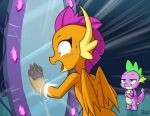  2019 dragon duo female feral friendship_is_magic male mirror my_little_pony smolder_(mlp) spike_(mlp) uotapo 