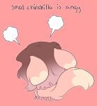  angry anthro brown_hair chibi chinchilla chinchillid cinnamon_(sinamuna) ears_down female from_behind_(disambiguation) fur hair hi_res invalid_tag mammal nude pink_background pink_body pink_fur pink_hair pivoted_ears rear_view rodent simple_background sinamuna sitting solo 