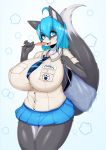  big_breasts blush breasts canid canine canis clothing domestic_dog female food hanul hi_res huge_breasts mammal solo tailzkim tongue tongue_out 