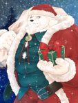  00makumakuma00 2019 anthro black_nose bottomwear christmas clothing crushfang_(sdorica_sunset) fur hat headgear headwear hi_res holidays humanoid_hands male mammal overweight overweight_male pants polar_bear santa_claus santa_hat scar sdorica sdorica_sunset shirt solo topwear ursid ursine white_body white_fur 