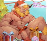  2019 abs anthro christmas detailed_background digimon digimon_(species) holidays humanoid_penis leomon male muscular muscular_male nude pecs penis pubes raymond158 smile 