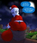  big_butt butt christmas clothing female giant_panda hi_res holidays joaoppereiraus mammal stuck sueli_(character) text ursid 