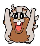  :d animal arms_up bkub commentary full_body greedent looking_at_viewer open_mouth pokemon pokemon_(creature) pokemon_(game) pokemon_swsh simple_background smile solo squirrel standing upper_teeth white_background 