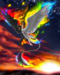  2_heads avian deity european_mythology fire greek_mythology hi_res multi_head mythological_bird mythological_firebird mythology phoenix rainbow star sunrise the13thblackcat 