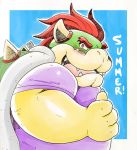  2017 anthro blush bowser cute_fangs humanoid_hands kamui_shirow koopa mario_bros nintendo overweight scalie solo text video_games 