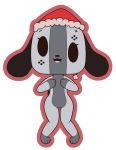  animate_inanimate anthro christmas clothing female floppy_ears hat headgear headwear holidays mammal nintendo nintendo_switch nude open_mouth santa_hat short_stack simple_background smile standing switch_dog video_games white_background 