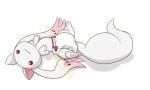  2016 diaper feral fur hi_res incubator_(species) kyubey lying mahou_shoujo_madoka_magica male on_back red_eyes simple_background solo someboondoggle white_background white_body white_fur 