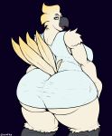  absurd_res anthro avian big_butt bird breasts butt clothing dress elektr0 female femlek_(elektr0) hi_res huge_butt 