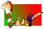  blush carpet_shark christmas clothing collar epaulette_shark fish hat headgear headwear hi_res holidays legwear longtail_carpet_shark male marine narrowed_eyes royal_gramma_(fish) shark socks 