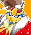  2018 absurd_res anthro hi_res kamui_shirow king_dedede kirby_(series) nintendo overweight simple_background solo video_games weapon 